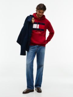 Embroidered Flag Logo Fleece Hoodie — Red 2