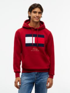 Embroidered Flag Logo Fleece Hoodie — Red 1
