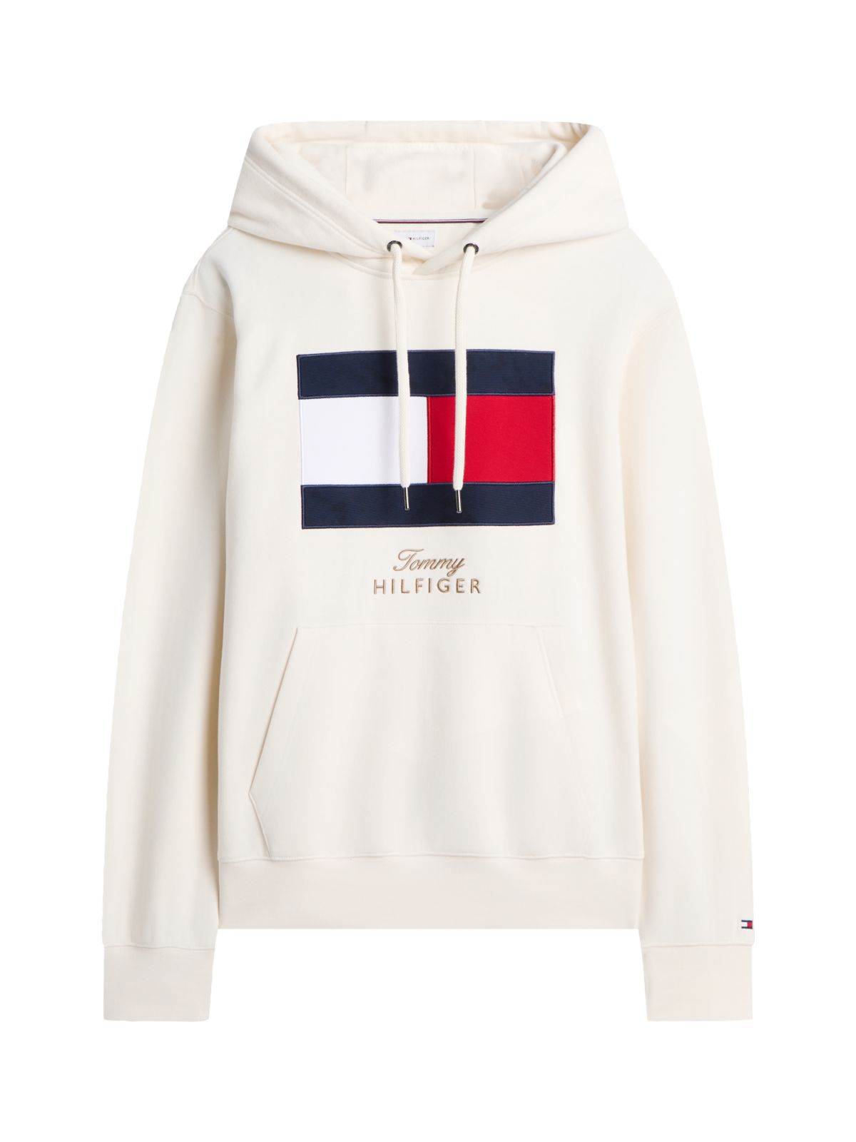 Embroidered Flag Logo Fleece Hoodie — Ivory Petal