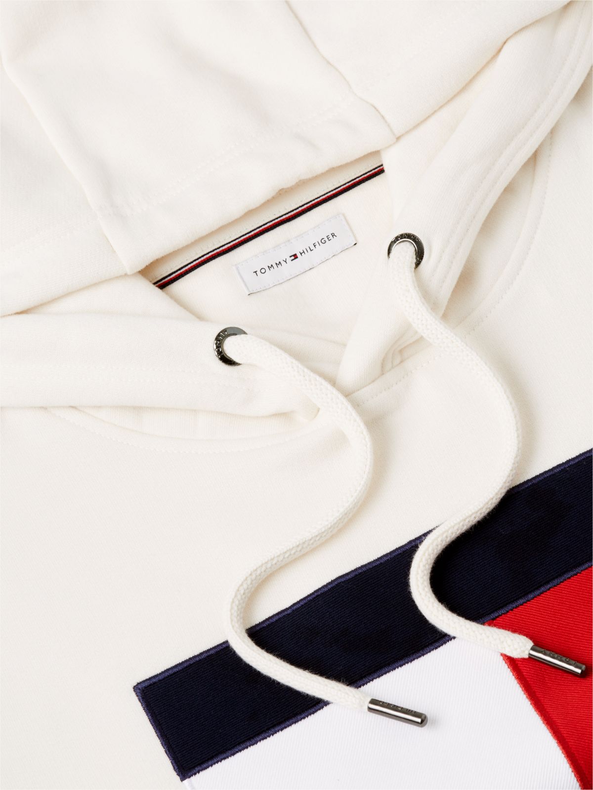 Embroidered Flag Logo Fleece Hoodie — Ivory Petal