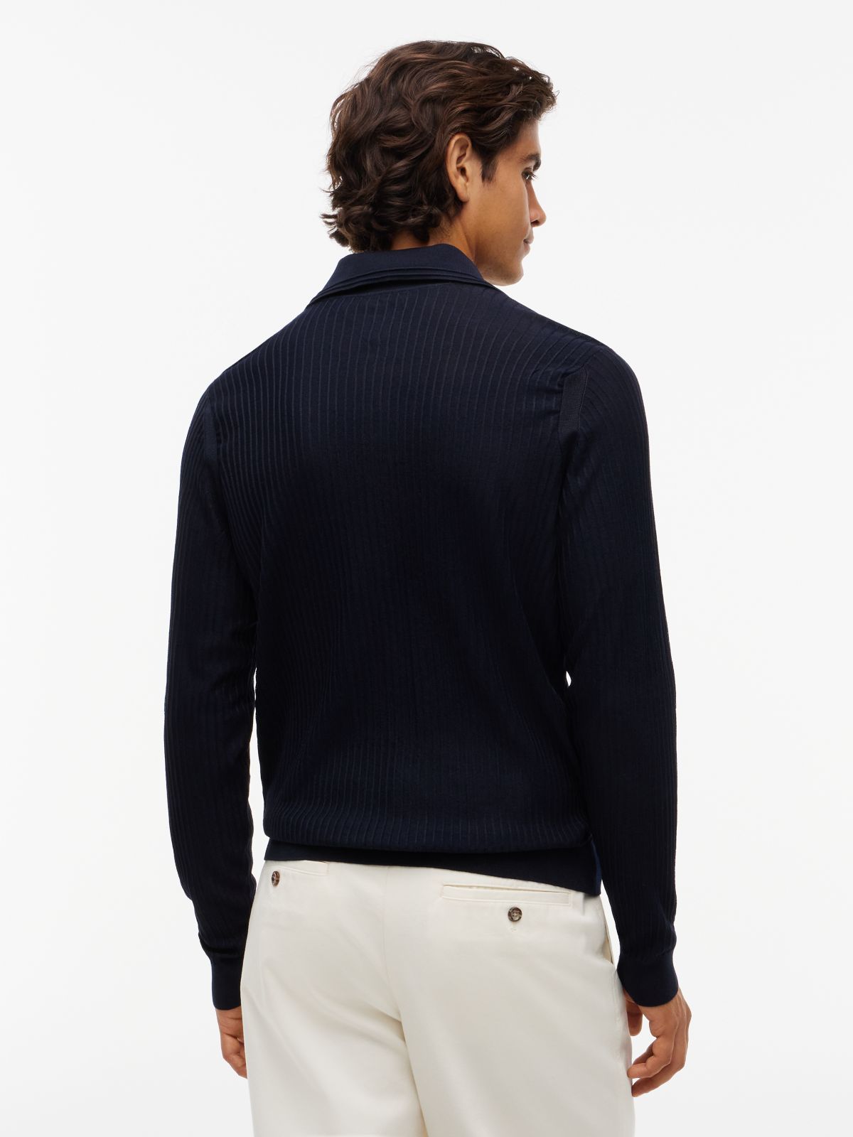 New York Label Performance Sweater Polo — Navy Blue