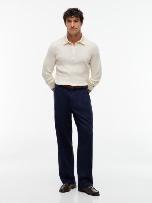 Мужские рубашки Tommy Hilfiger New York Label Performance Sweater Polo, цвет: Слоновая кость — фото 2