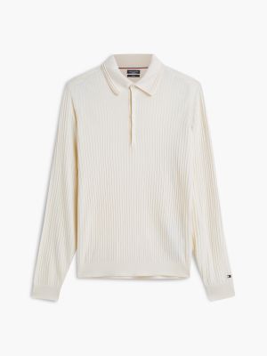 Мужские рубашки Tommy Hilfiger New York Label Performance Sweater Polo, цвет: Слоновая кость — фото 5