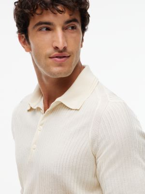 Мужские рубашки Tommy Hilfiger New York Label Performance Sweater Polo, цвет: Слоновая кость — фото 3