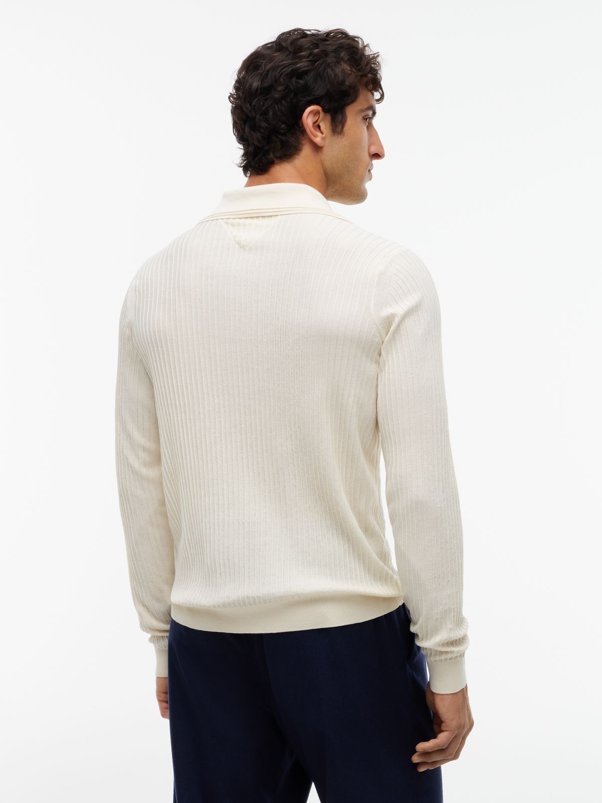 New York Label Performance Sweater Polo — Ivory Petal