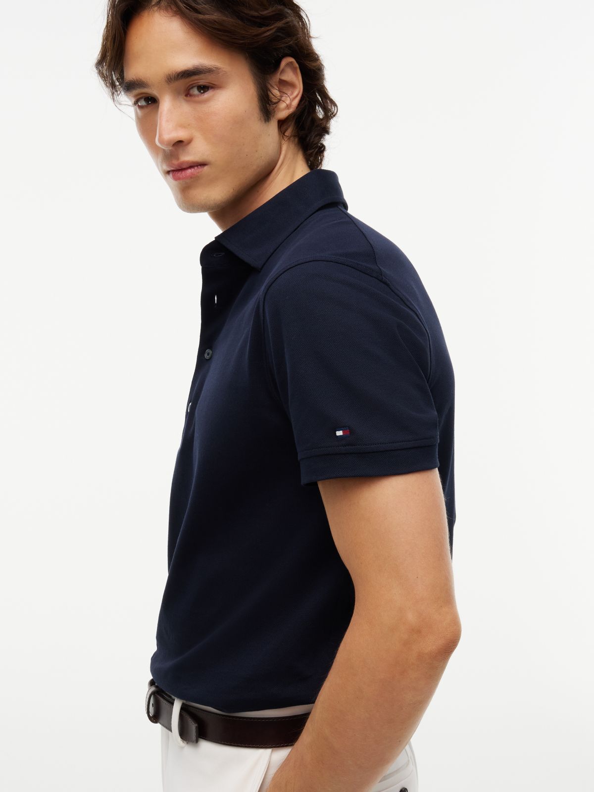 New York Label Regular Fit Mercerized Polo — Navy Blue