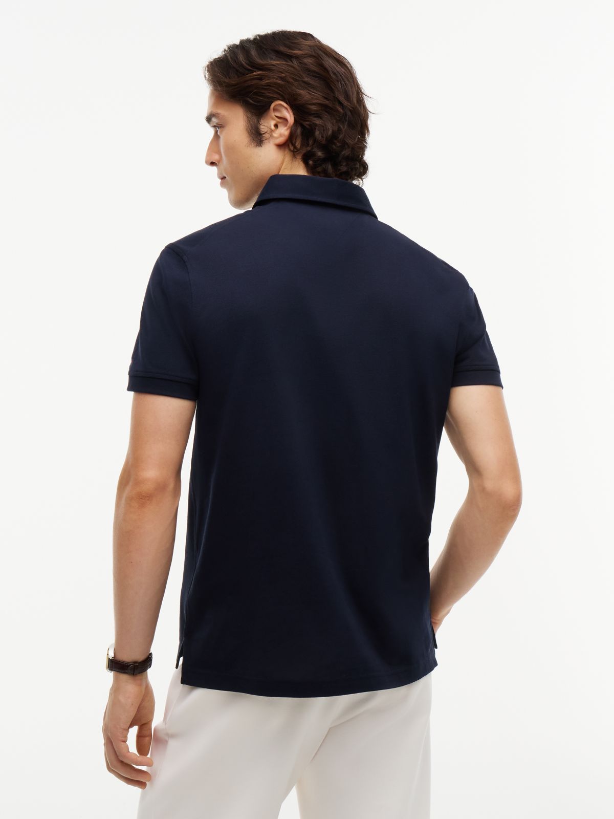 New York Label Regular Fit Mercerized Polo — Navy Blue