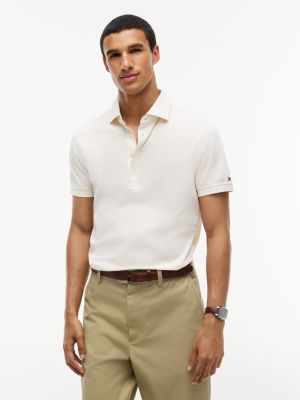New York Label Regular Fit Mercerized Polo, Ivory Petal