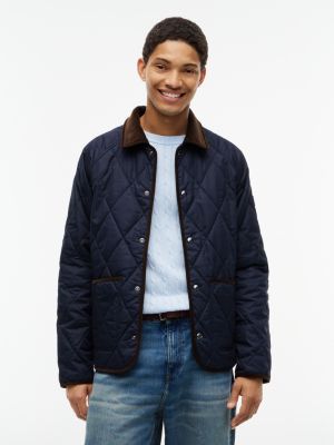 Quilted Waxed Liner Jacket, Navy Blue