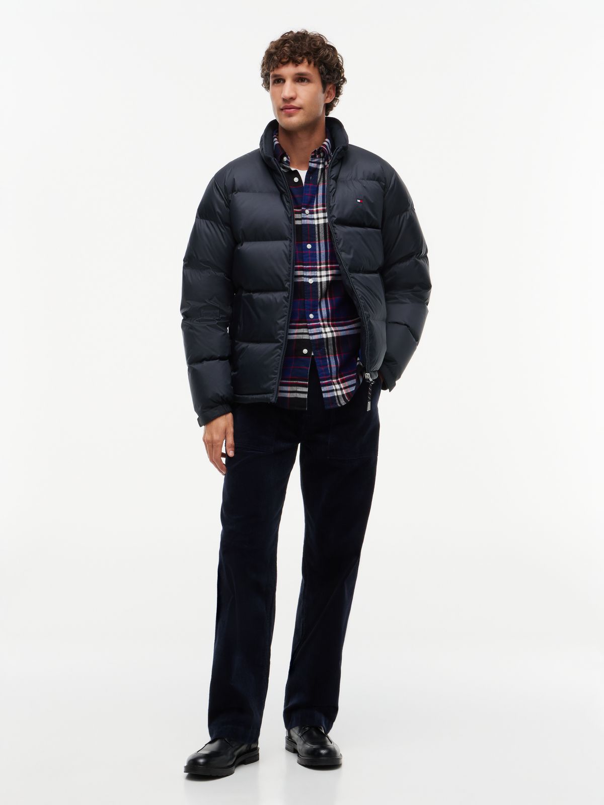 Water-Repellent Ripstop Down Jacket — Navy Blue