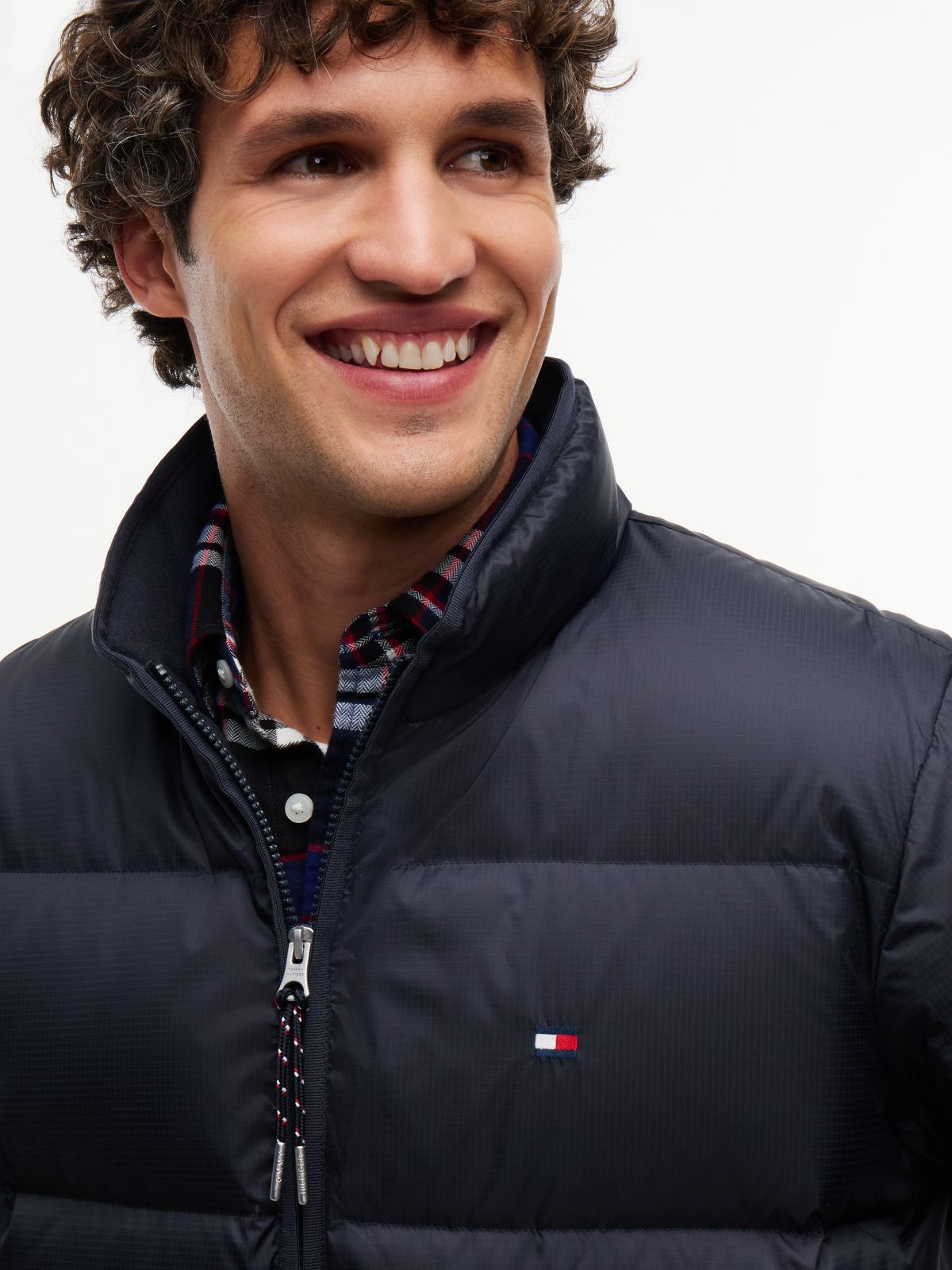 Water-Repellent Ripstop Down Jacket — Navy Blue