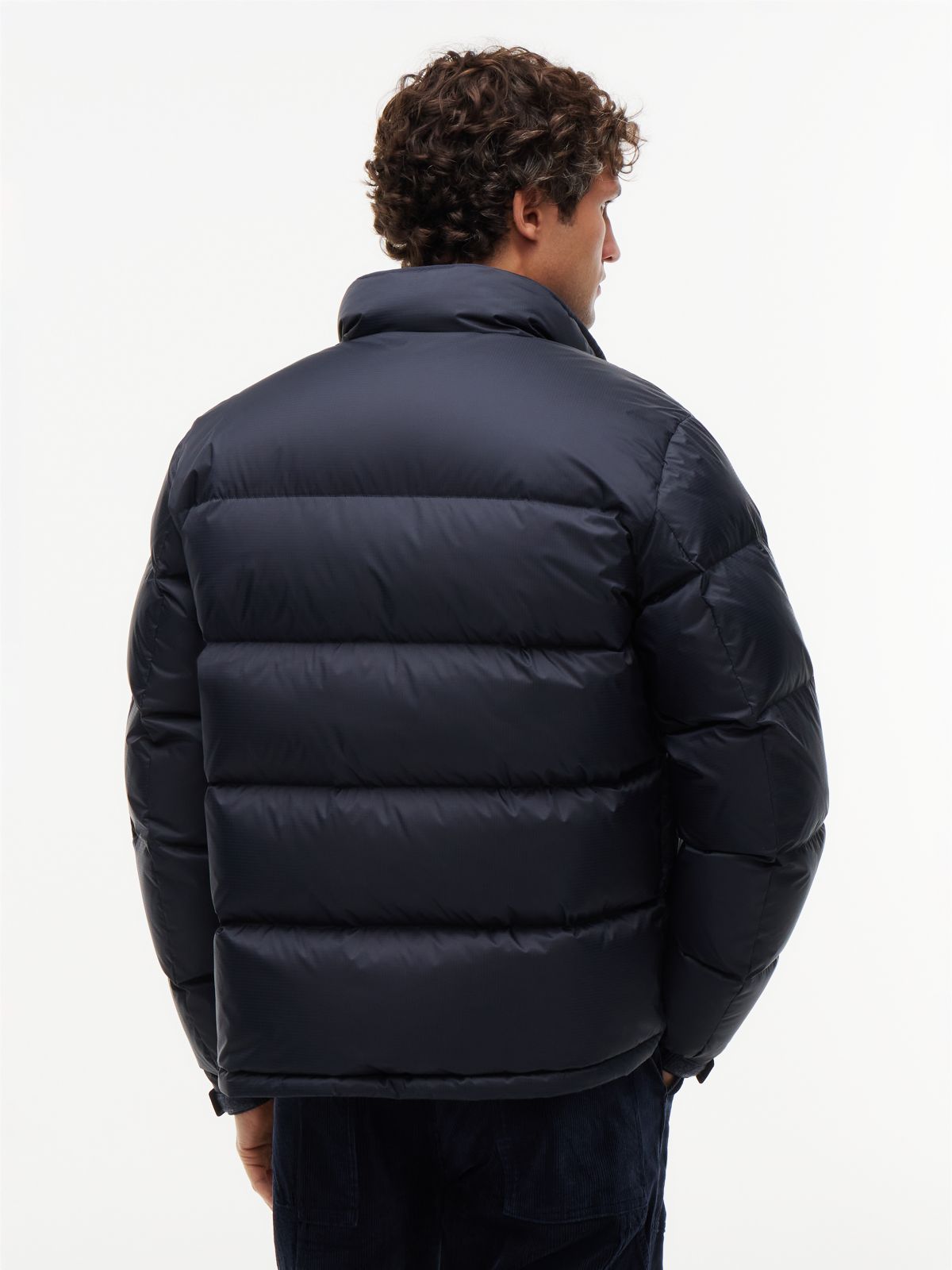 Water-Repellent Ripstop Down Jacket — Navy Blue