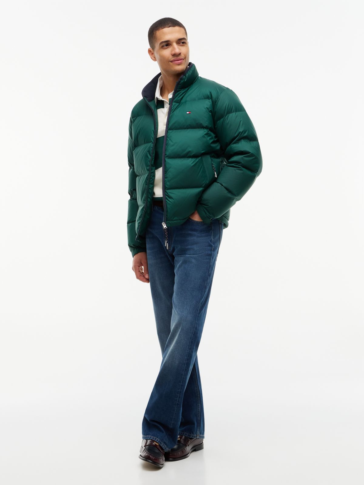 Water-Repellent Ripstop Down Jacket — Ornamental Green