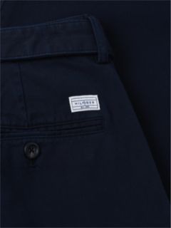 Belted Pleated Twill Pant — Navy Blue 7