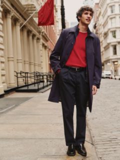 Belted Pleated Twill Pant — Navy Blue 8