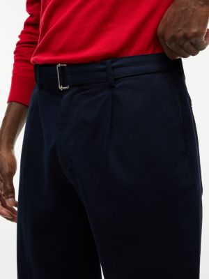 Мужские брюки Tommy Hilfiger Belted Pleated Twill Pant, цвет: Тёмно-синий — фото 3