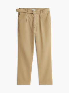 Belted Pleated Twill Pant — Western Khaki 5