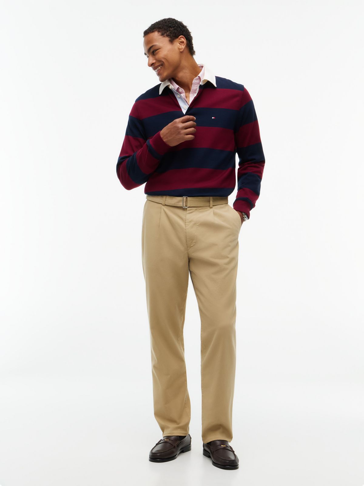 Belted Pleated Twill Pant — Western Khaki