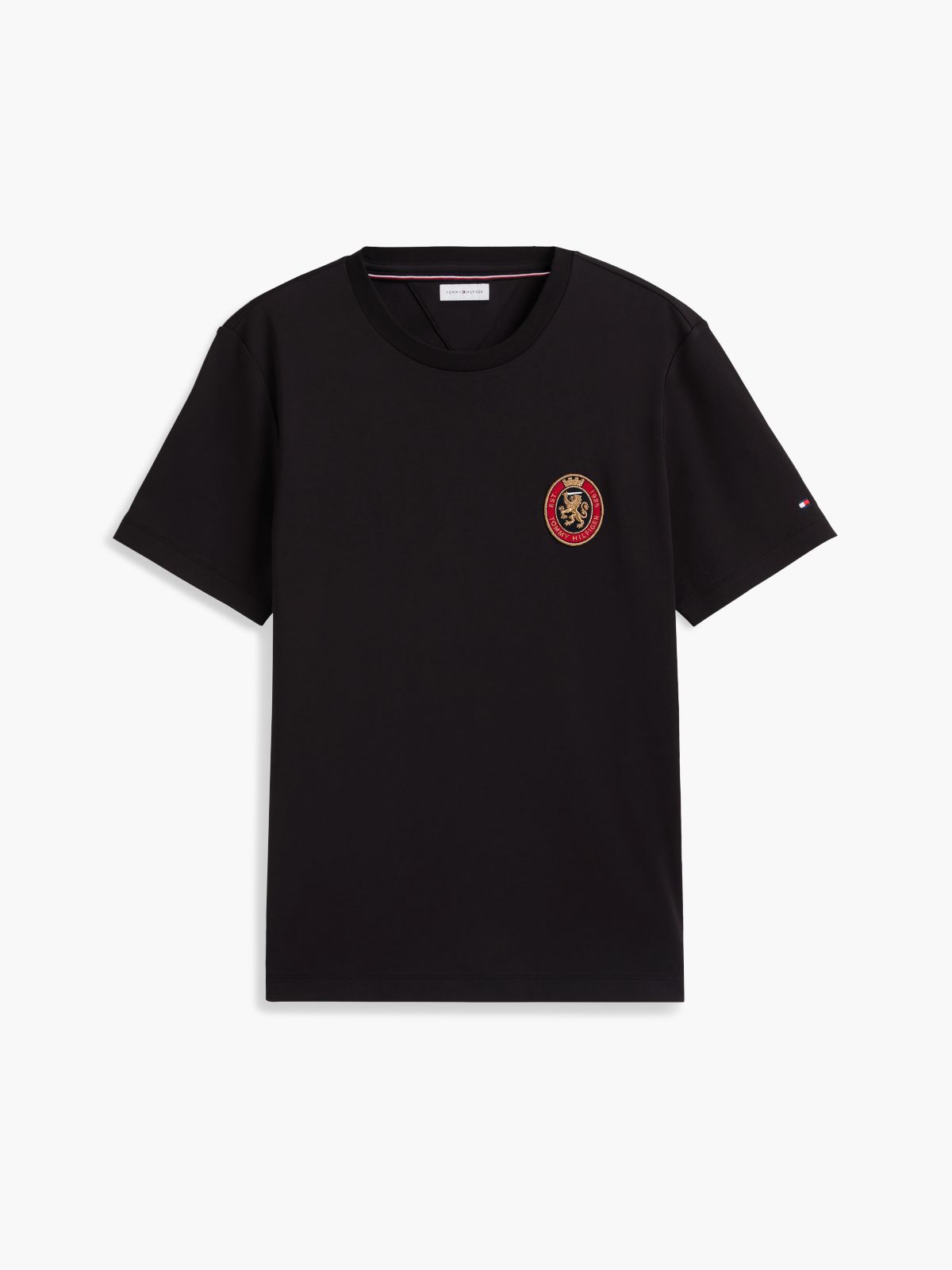 Crest Patch Smooth Cotton T-Shirt — Black