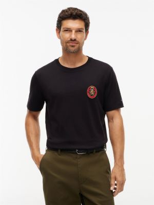 Crest Patch Smooth Cotton Pocket T-Shirt, Black