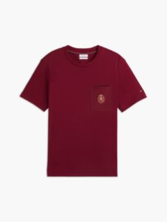 Crest Patch Smooth Cotton T-Shirt — Burgundy 5