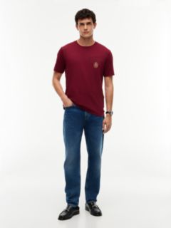 Crest Patch Smooth Cotton T-Shirt — Burgundy 2