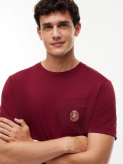 Crest Patch Smooth Cotton T-Shirt — Burgundy 3