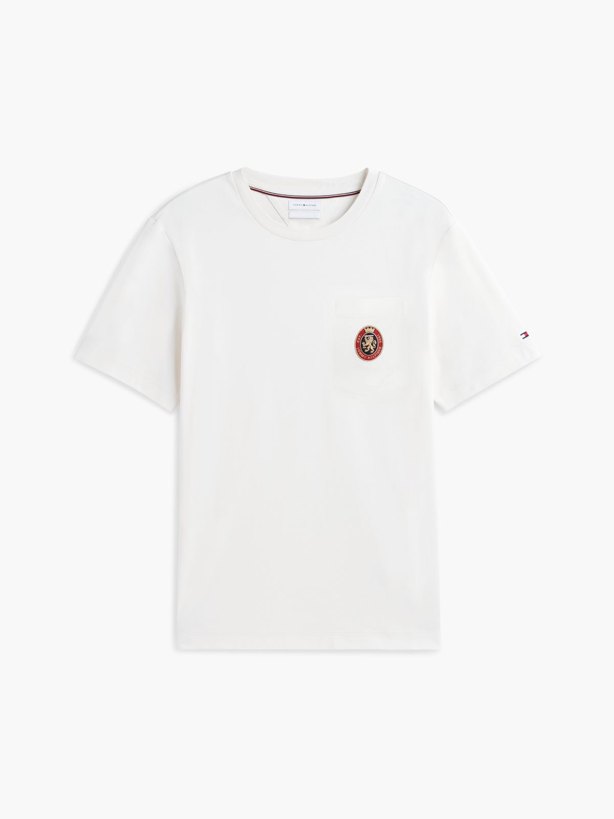 Crest Patch Smooth Cotton T-Shirt — Ivory Petal