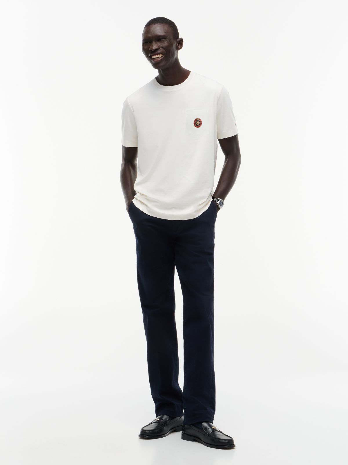 Crest Patch Smooth Cotton T-Shirt — Ivory Petal