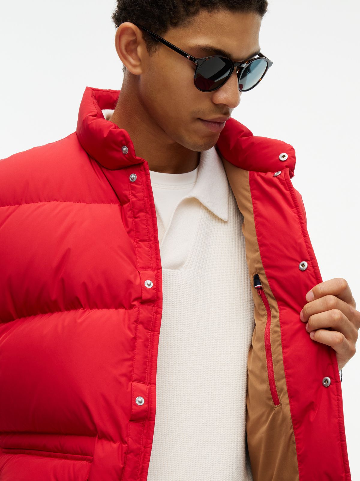Water-Repellent Down Vest — Medium Red