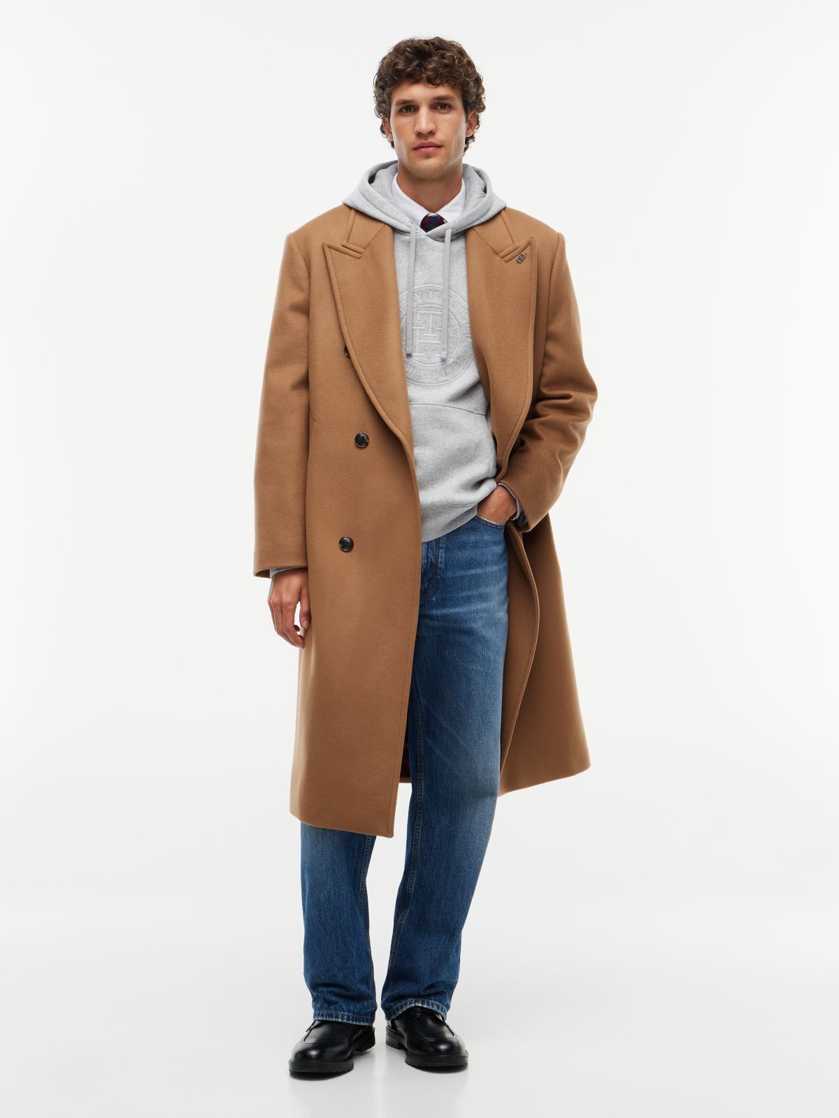 New York Label Relaxed Wool-Blend Coat — Brown