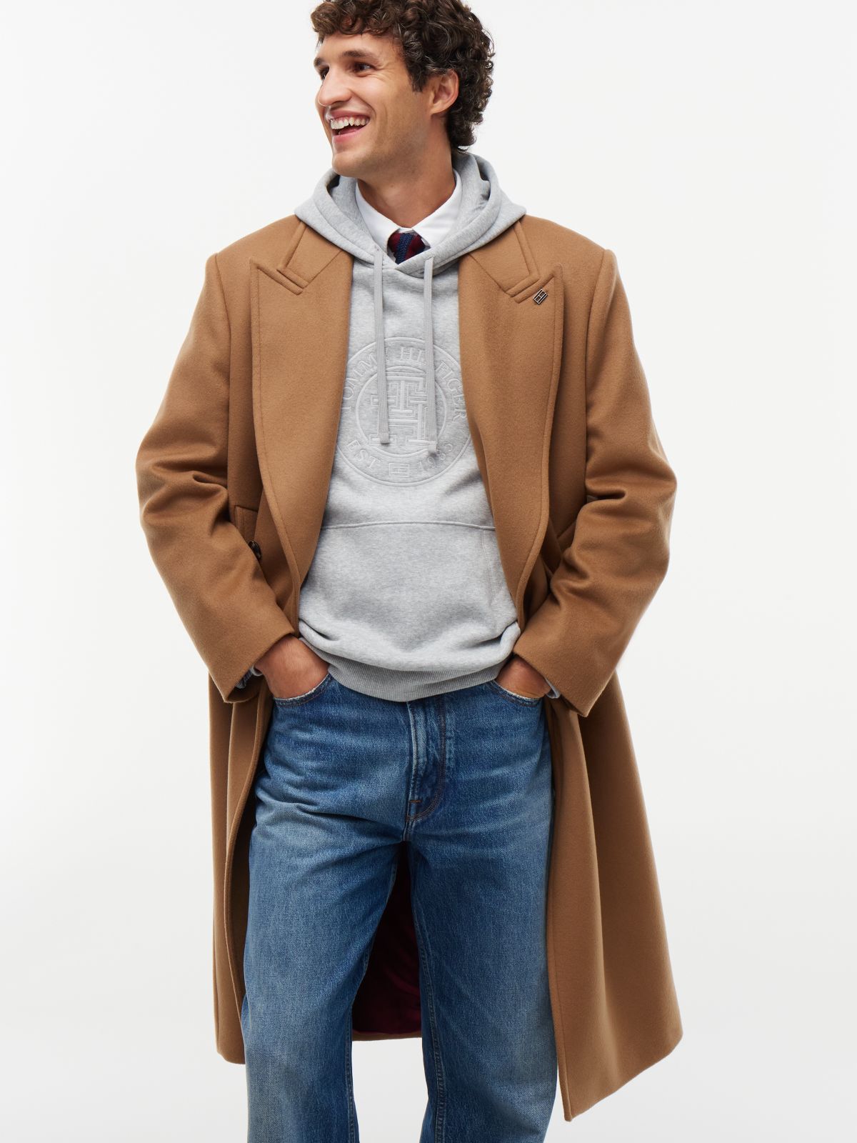 New York Label Relaxed Wool-Blend Coat — Brown