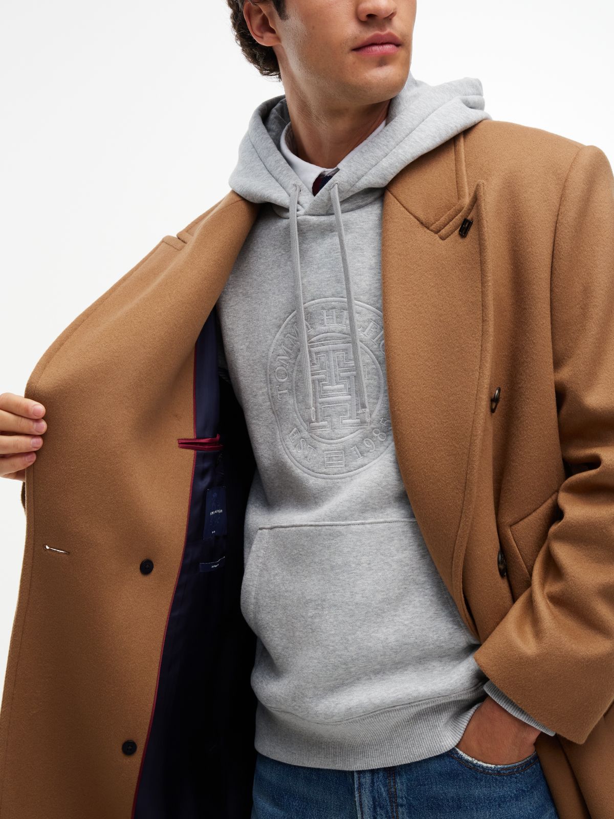 New York Label Relaxed Wool-Blend Coat — Brown