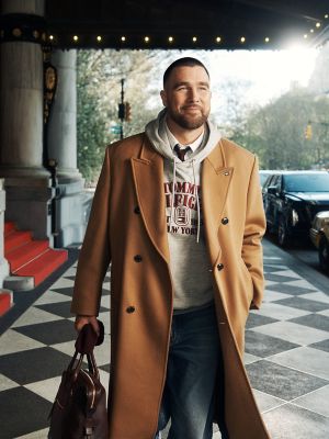 New York Label Relaxed Wool-Blend Coat, Brown