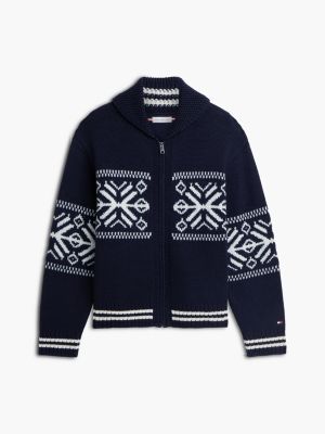 Мужской кардиган Tommy Hilfiger Fair Isle Wool-Blend Zip, цвет: Тёмно-синий — фото 5