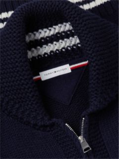 Fair Isle Wool-Blend Zip Cardigan — Navy Blue 6