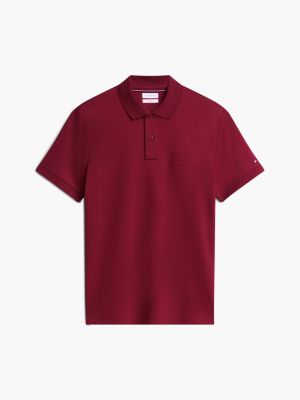 Мужское поло Tommy Hilfiger Regular Fit Tonal Logo Interlock Polo, цвет: Бордовый — фото 5