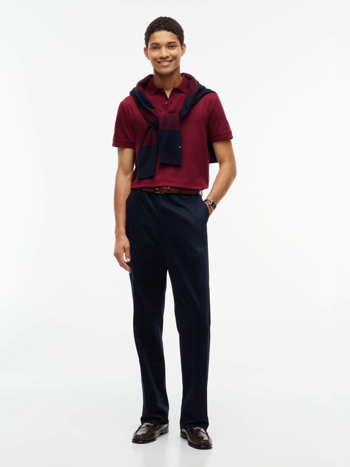 Regular Fit Tonal Logo Interlock Polo — Burgundy