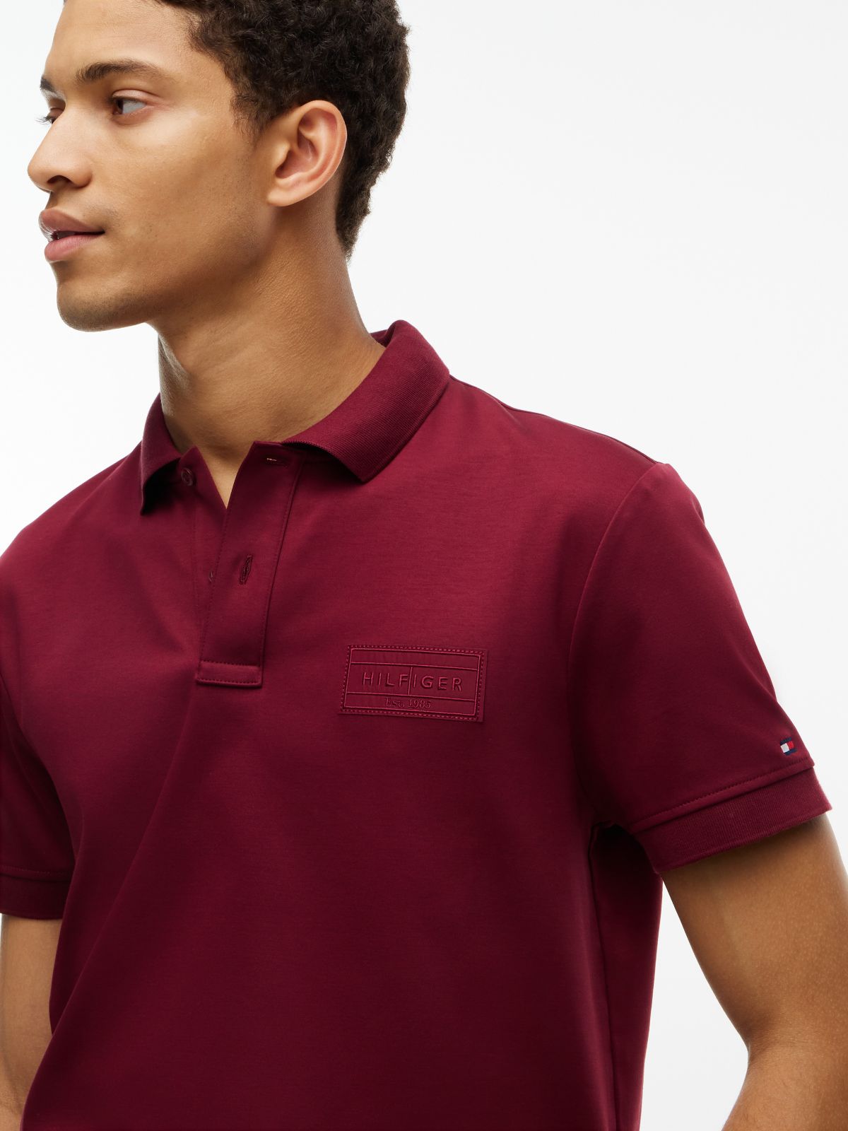 Regular Fit Tonal Logo Interlock Polo — Burgundy