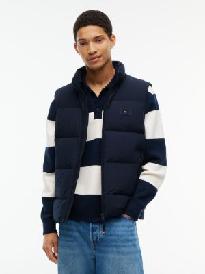 Water-Repellent Down Vest, Navy Blue