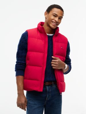 Water-Repellent Down Vest, Medium Red