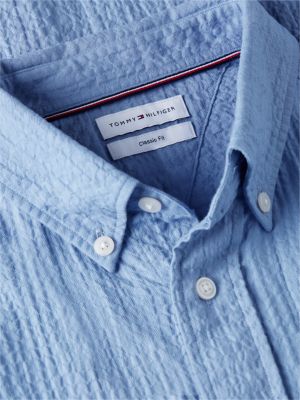 Мужская рубашка Tommy Hilfiger Classic Fit Seersucker Pocket, цвет: Синий — фото 6