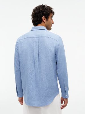 Мужская рубашка Tommy Hilfiger Classic Fit Seersucker Pocket, цвет: Синий — фото 4