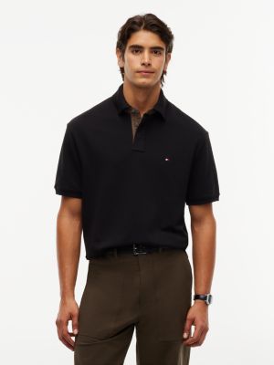 Мужское поло Tommy Hilfiger Classic Fit Corduroy Accent Polo, цвет: Чёрный — фото 1
