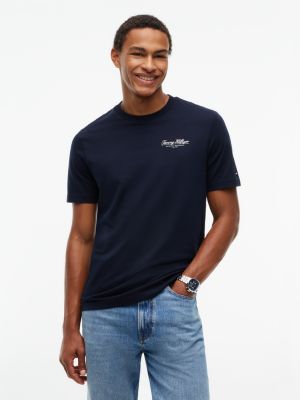 Tommy Hilfiger Men's Script Logo T-Shirt - Navy Blue - M