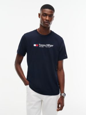 Tommy Hilfiger Men's Embroidered Flag & Logo T-Shirt - Navy Blue - S