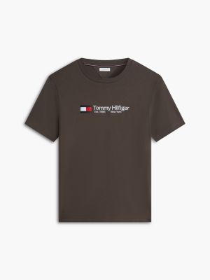 Мужская футболка Tommy Hilfiger Embroidered Flag & Logo, цвет: Коричневый — фото 5
