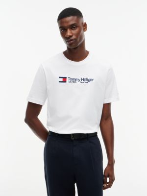 Tommy Hilfiger Men's Embroidered Flag & Logo T-Shirt - White - S