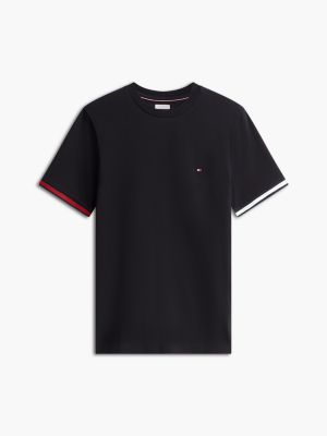 Мужская футболка Tommy Hilfiger Signature Stripe Cuff Pique, цвет: Чёрный — фото 5
