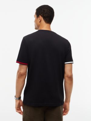 Мужская футболка Tommy Hilfiger Signature Stripe Cuff Pique, цвет: Чёрный — фото 4